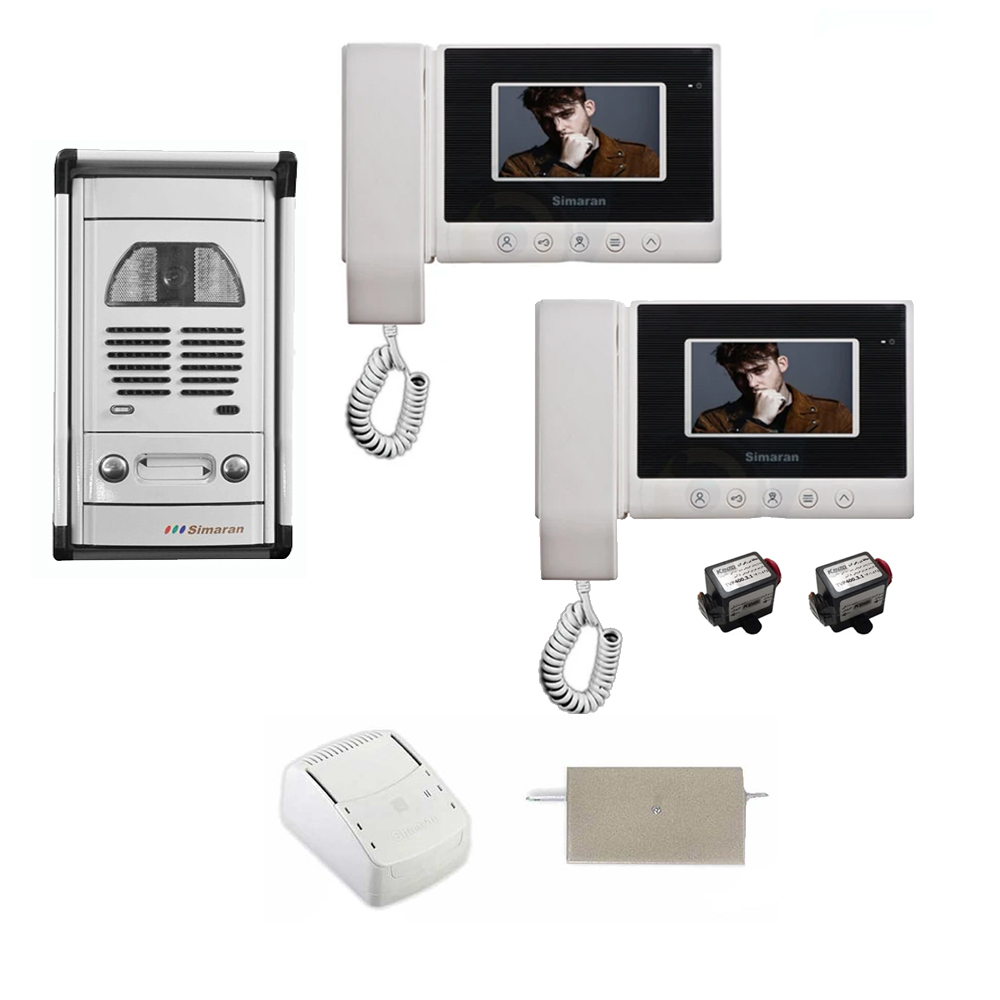 مجموعه دربازکن تصویری سیماران مدل 43HS-VFC2D دو طبقه به همراه محافظ ولتاژ مانیتور