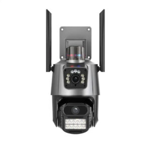 دوربین امنیتی تحت شبکه دو لنزه مدل IPC-V380-V21 با اتصال سیم‌کارت و LAN، چرخش 360 درجه، دید در شب، تشخیص انسان و مکالمه دوطرفه